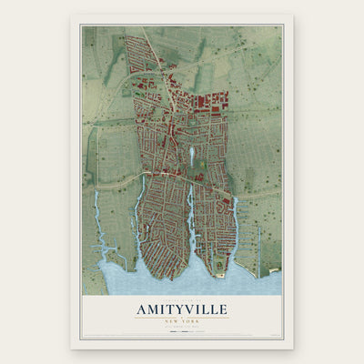 Amityville, New York map print, the full design