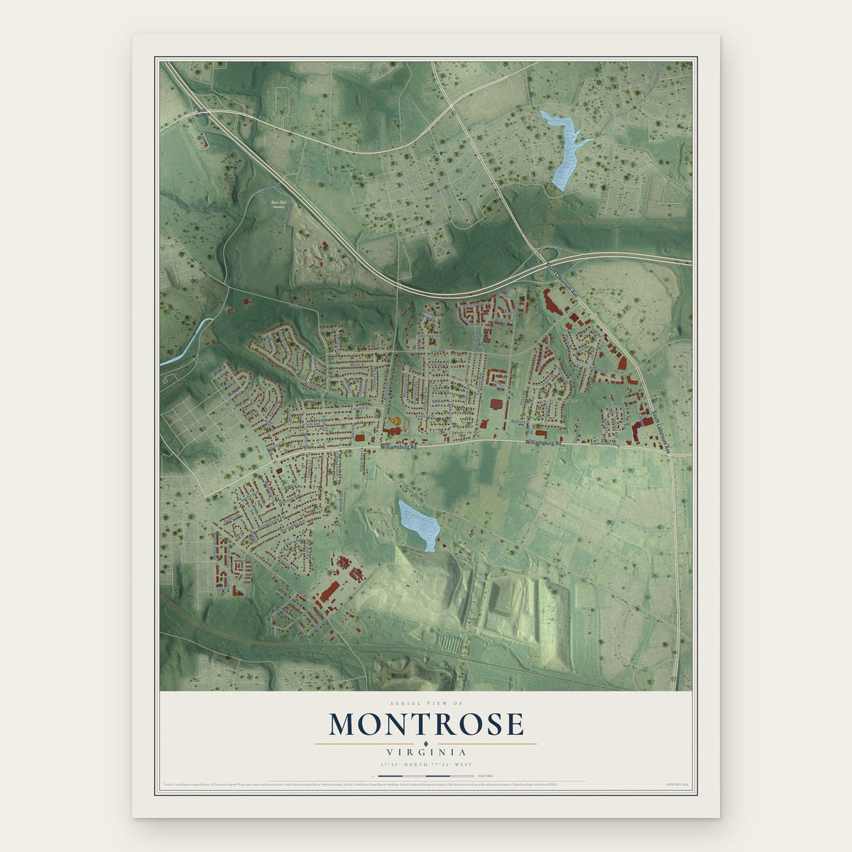 Montrose, Virginia map print, the full design