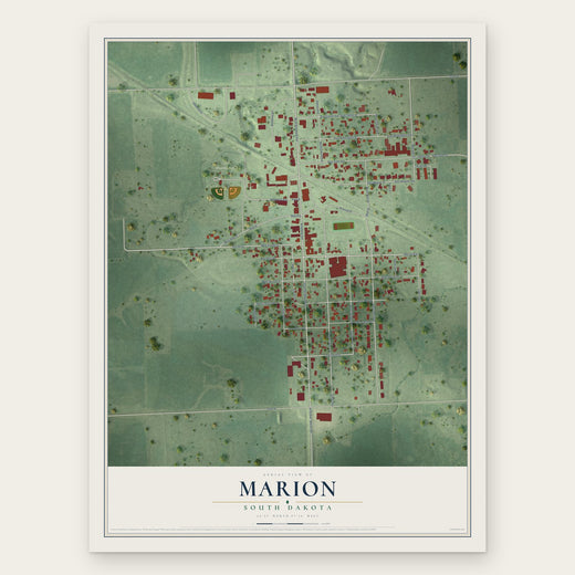 Marion, South Dakota map print, the full design