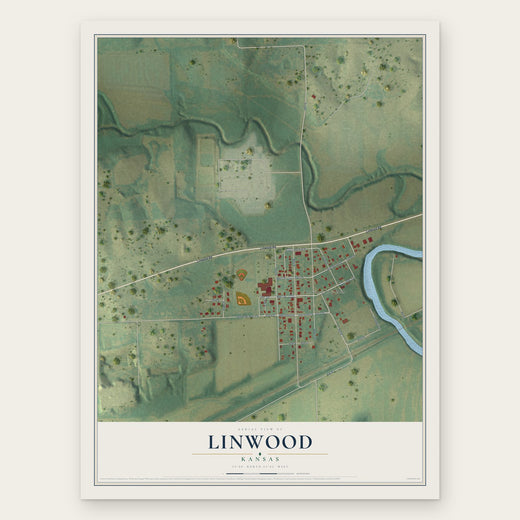 Linwood, Kansas map print, the full design