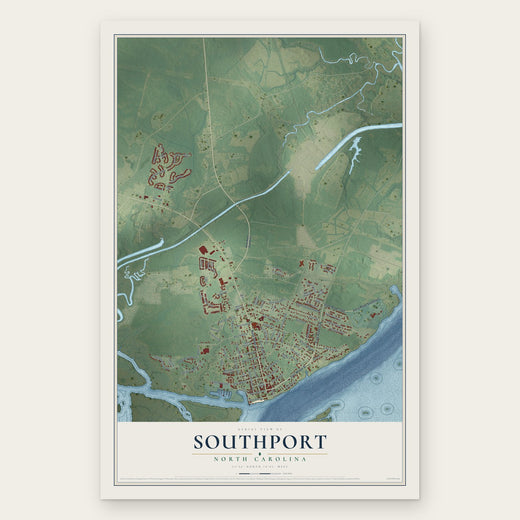 Southport, North Carolina map print, the full design