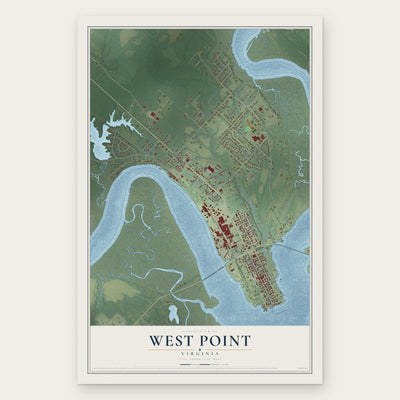 West Point, Virginia map print, the full design