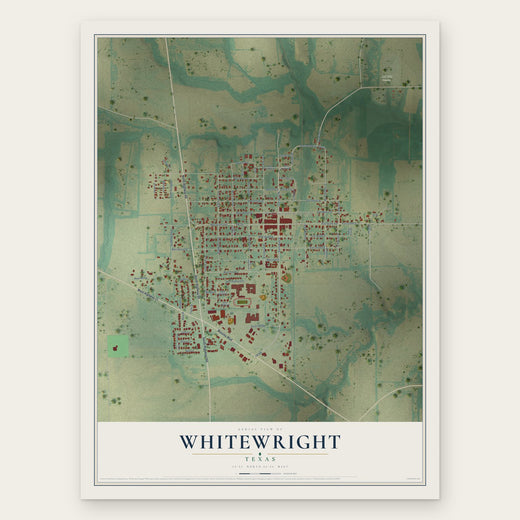 Whitewright, Texas map print, the full design