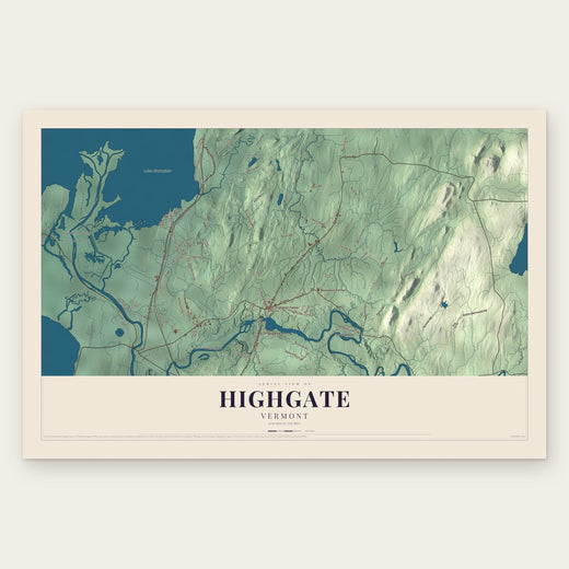 Highgate, Vermont map print, the full design