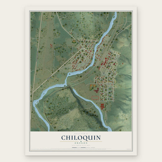 Chiloquin, Oregon map print, the full design