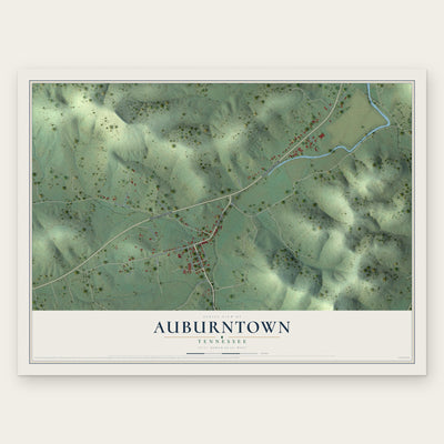 Auburntown, Tennessee map print, the full design