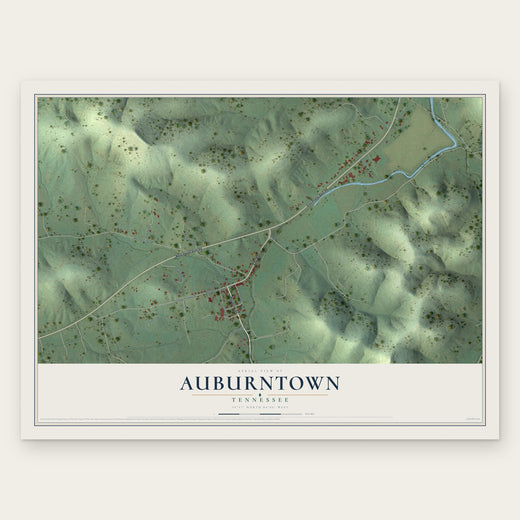 Auburntown, Tennessee map print, the full design