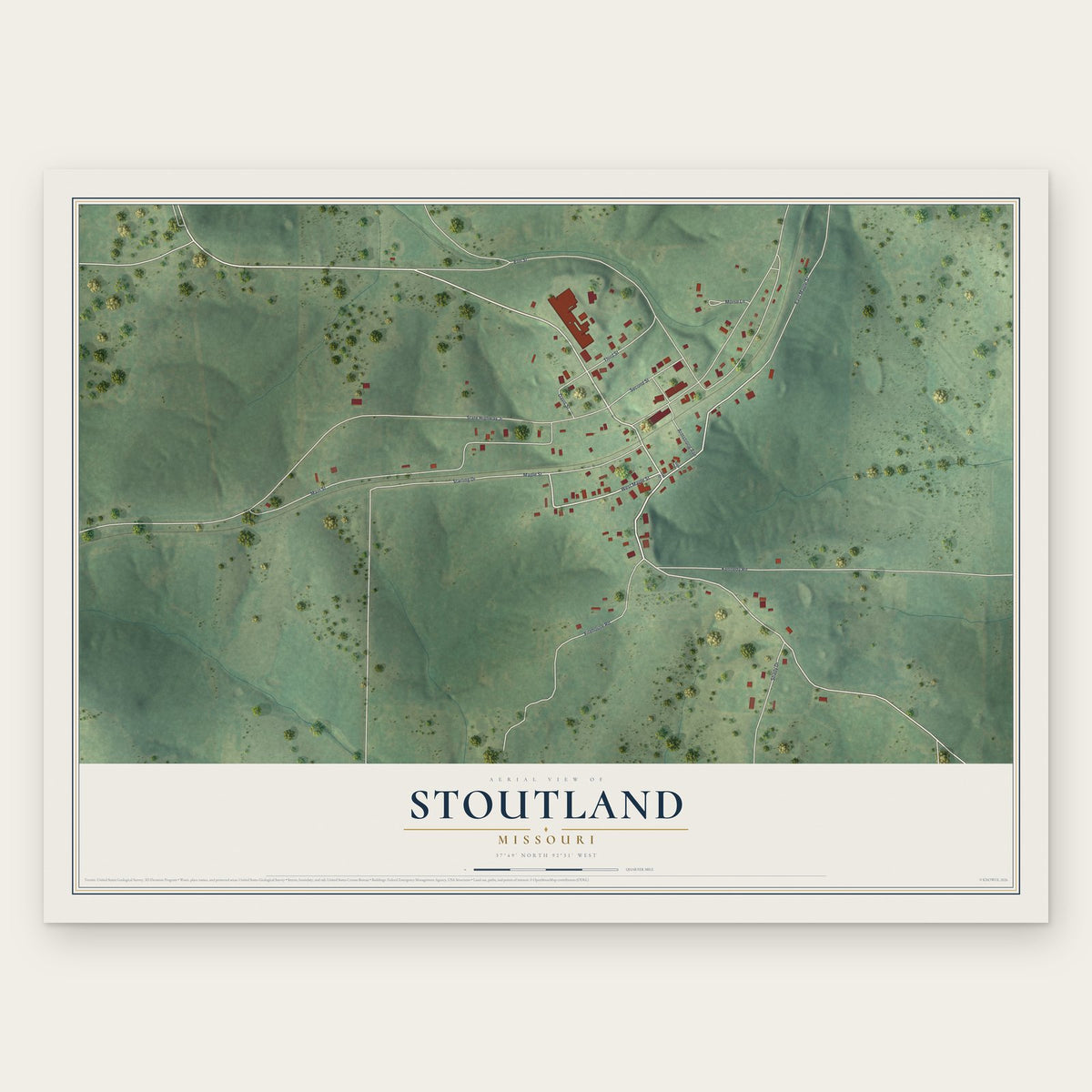 Stoutland, Missouri map print, the full design