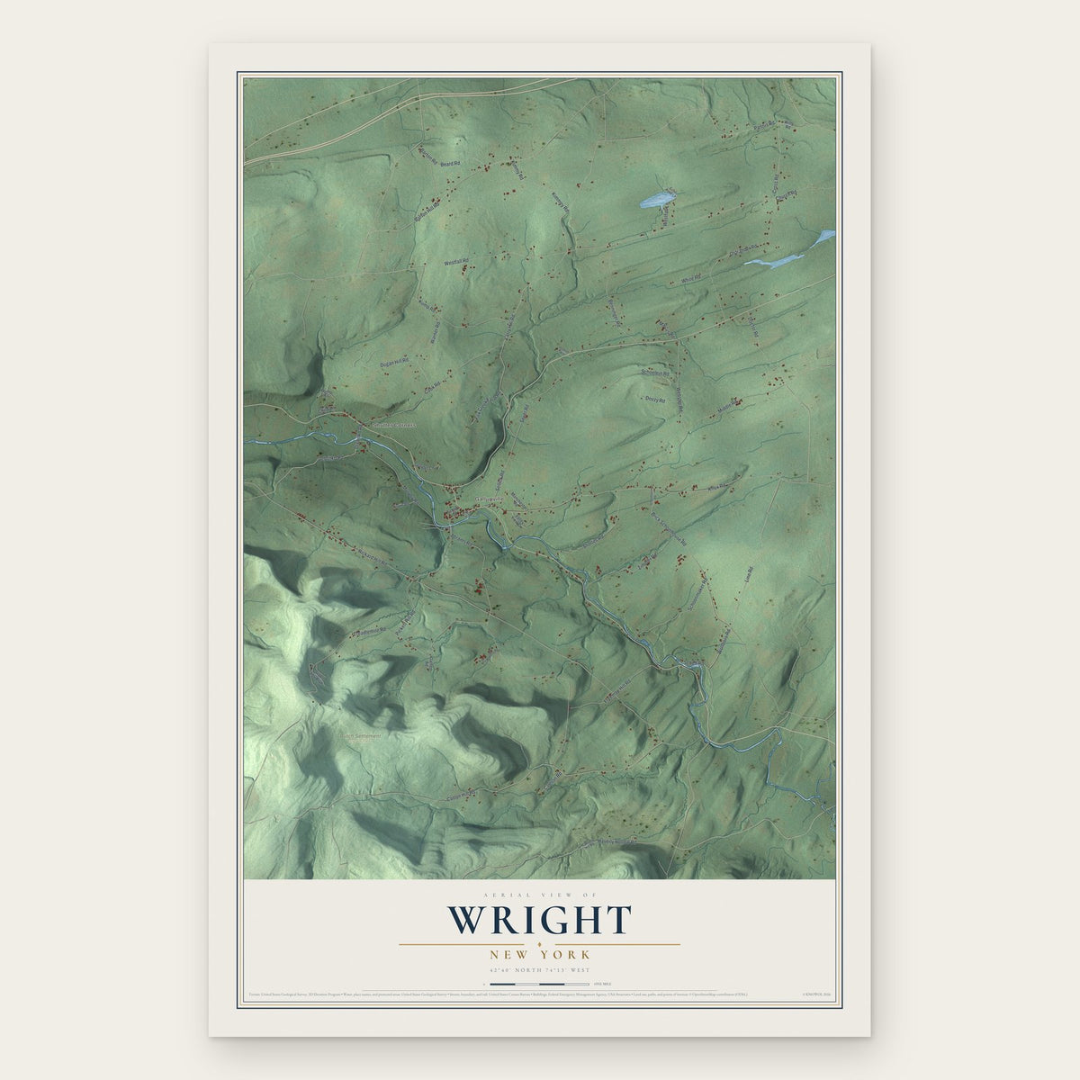 Wright, New York map print, the full design
