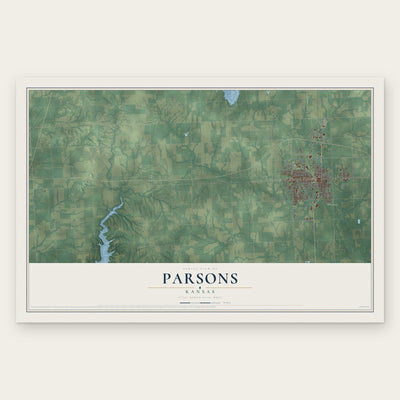 Parsons, Kansas map print, the full design