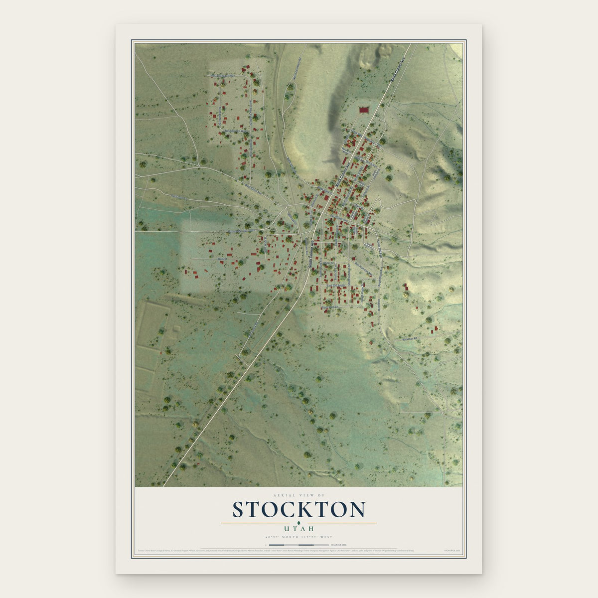 Stockton, Utah map print, the full design