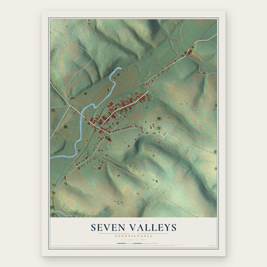 Seven Valleys, Pennsylvania map print, the full design