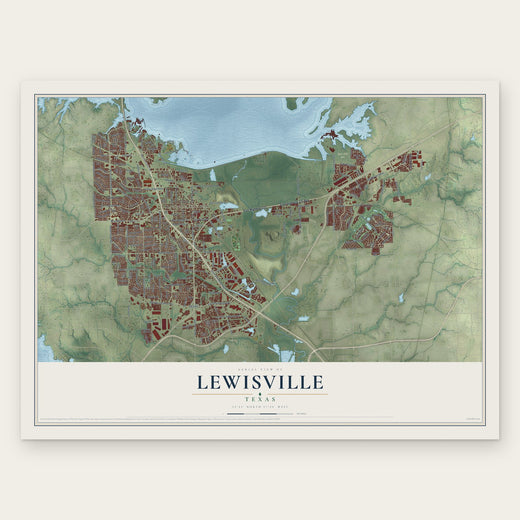 Lewisville, Texas map print, the full design