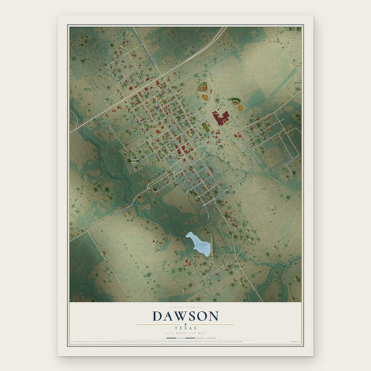 Dawson, Texas map print, the full design