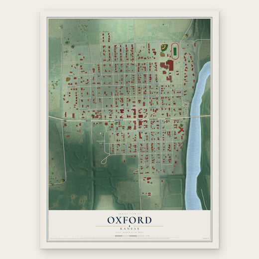 Oxford, Kansas map print, the full design