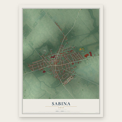 Sabina, Ohio map print, the full design