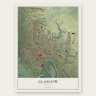 Glasgow, Montana map print, the full design