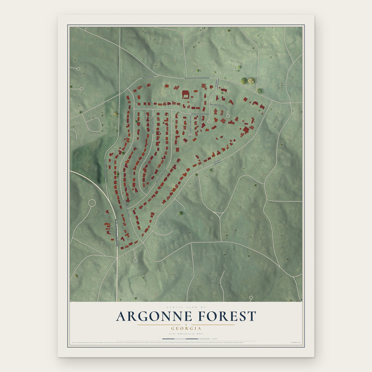 Argonne Forest, Georgia map print, the full design