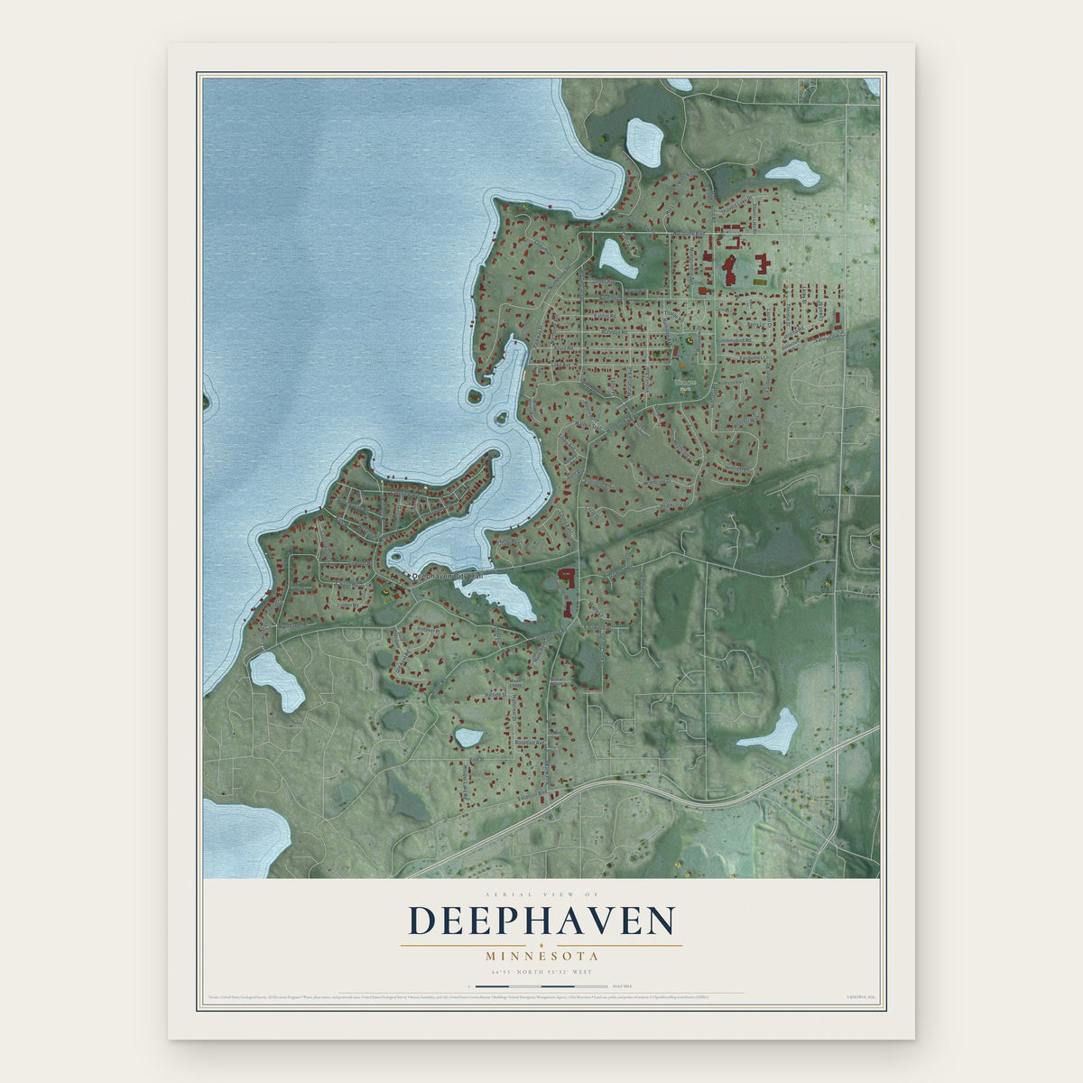 Deephaven, Minnesota map print, the full design