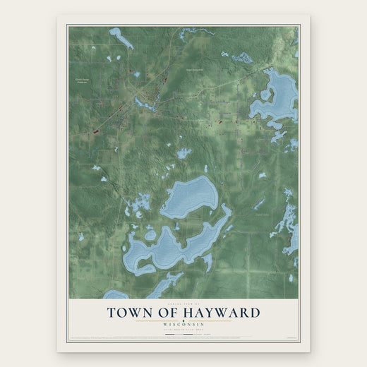 Town of Hayward, Wisconsin map print, the full design