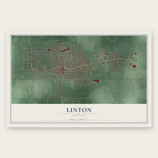 Linton, Indiana map print, the full design