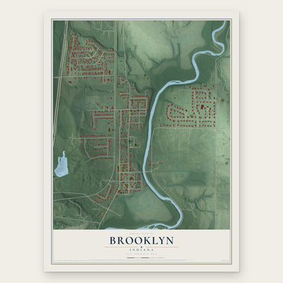 Brooklyn, Indiana map print, the full design