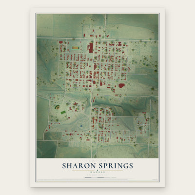 Sharon Springs, Kansas map print, the full design