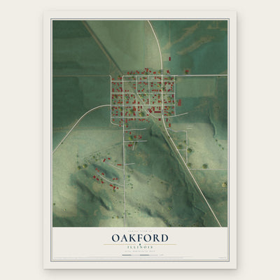 Oakford, Illinois map print, the full design