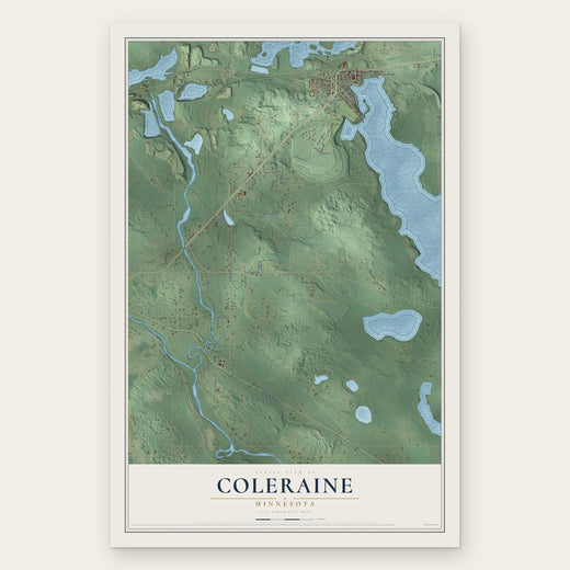 Coleraine, Minnesota map print, the full design