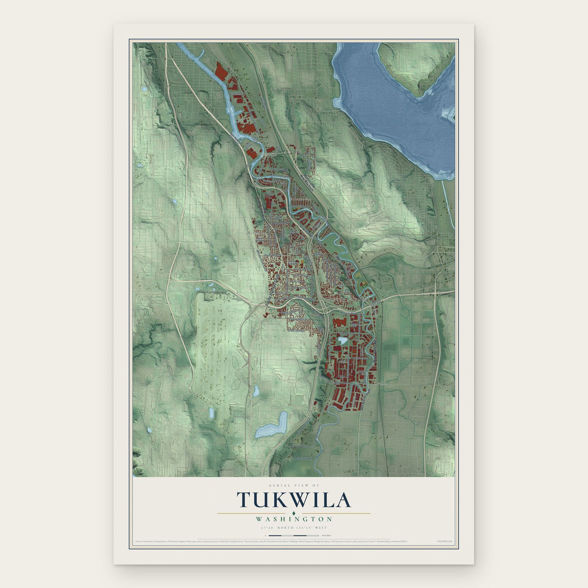 Tukwila, Washington map print, the full design