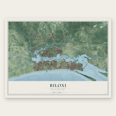 Biloxi, Mississippi map print, the full design