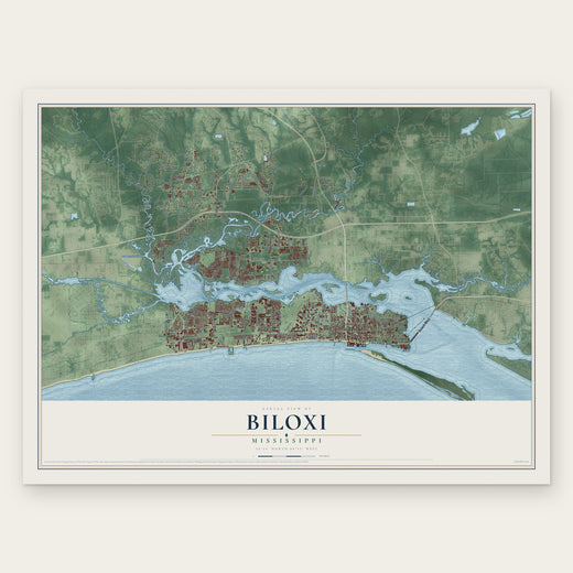 Biloxi, Mississippi map print, the full design
