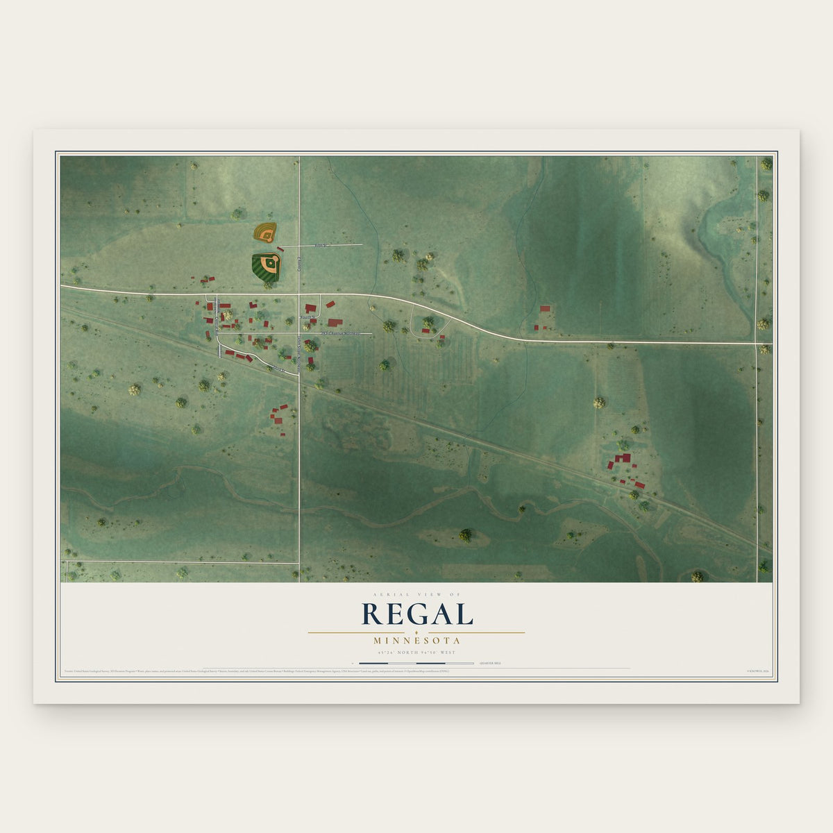 Regal, Minnesota map print, the full design