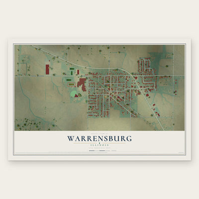 Warrensburg, Illinois map print, the full design