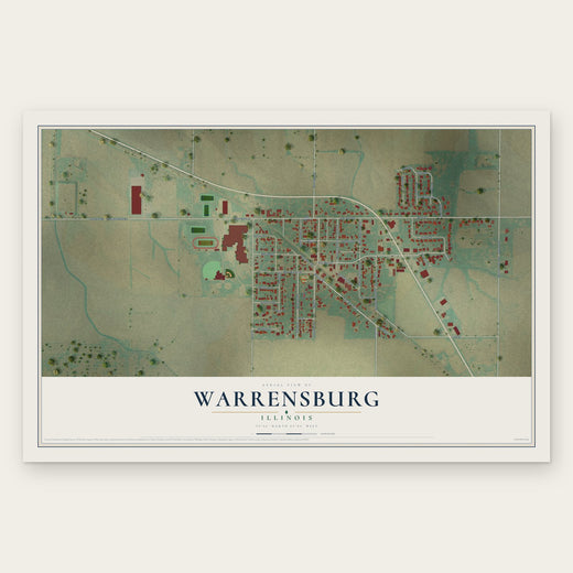 Warrensburg, Illinois map print, the full design