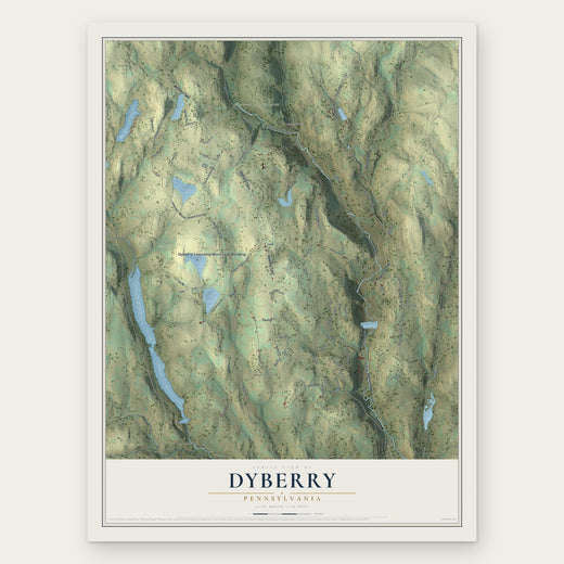 Dyberry, Pennsylvania map print, the full design
