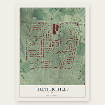 Hunter Hills, Georgia map print, the full design