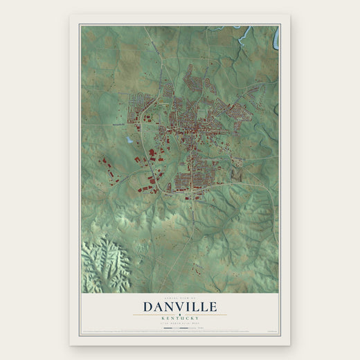Danville, Kentucky map print, the full design