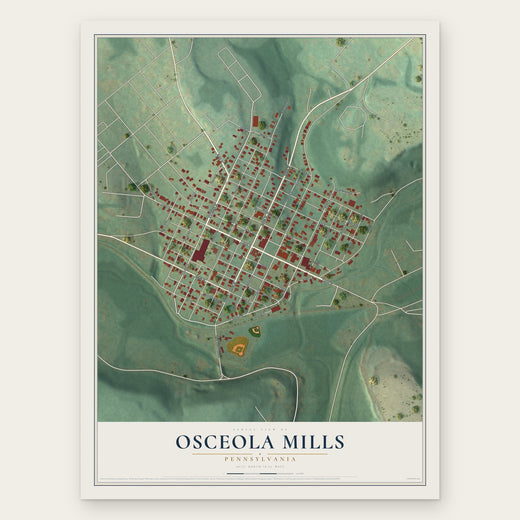 Osceola Mills, Pennsylvania map print, the full design