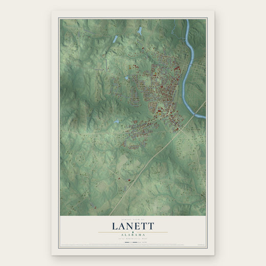 Lanett, Alabama map print, the full design