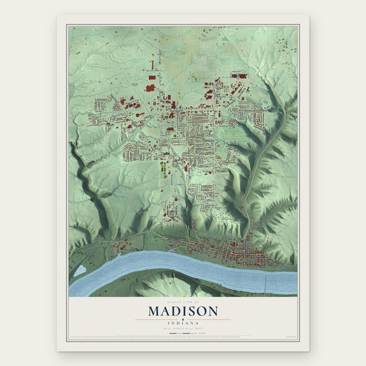 Madison, Indiana map print, the full design