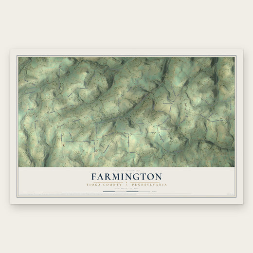 Farmington, Tioga County, Pennsylvania map print, the full design