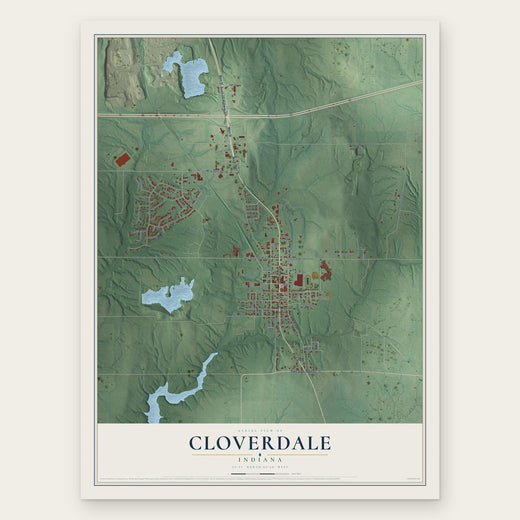 Cloverdale, Indiana map print, the full design