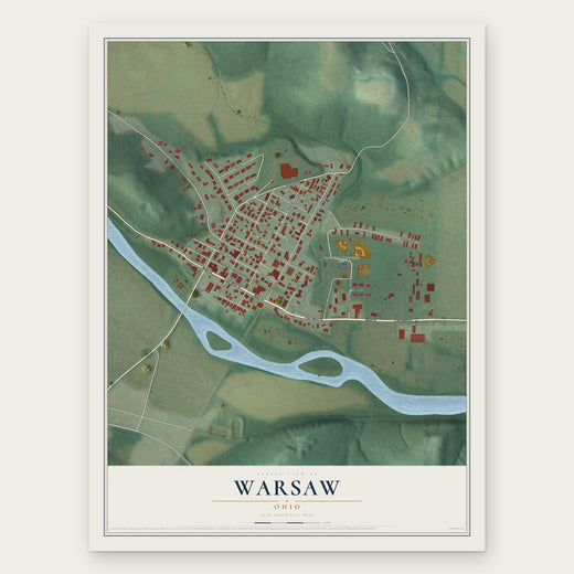 Warsaw, Ohio map print, the full design