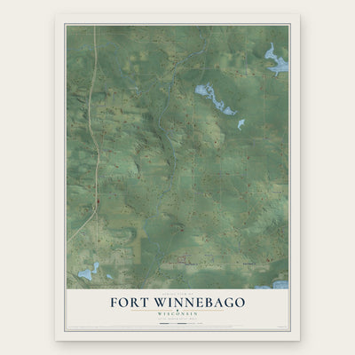 Fort Winnebago, Wisconsin map print, the full design