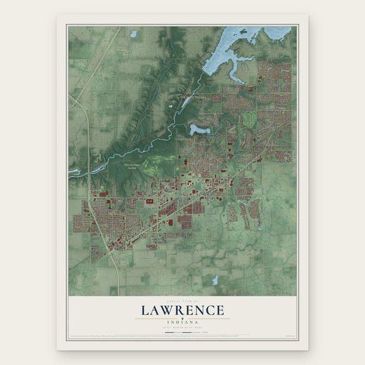 Lawrence, Indiana map print, the full design