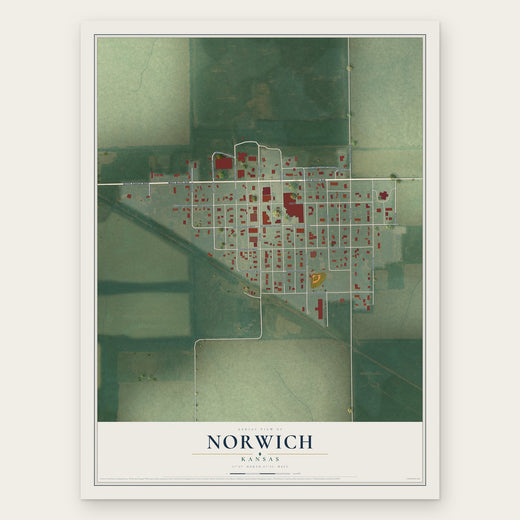Norwich, Kansas map print, the full design