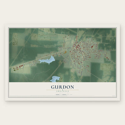 Gurdon, Arkansas map print, the full design