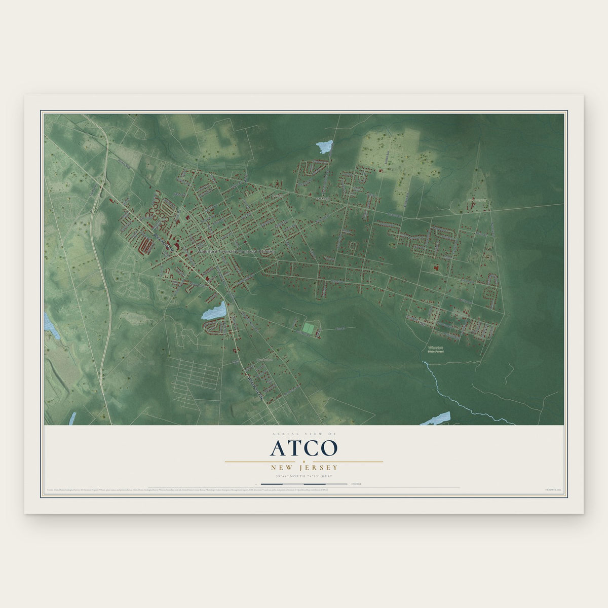 Atco, New Jersey map print, the full design