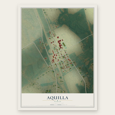 Aquilla, Texas map print, the full design
